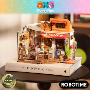 Robotime Rolife Corner Bookstore DIY Wooden Miniature Dollhouse (DG164) 3D Puzzles Wooden Crafts Kits