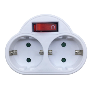 Standard 2Pin EU and DE Conversion Socket Portable Travel Plug Converter with Two Outlets and Convenient Switches