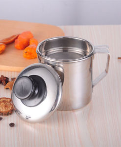 Wadah Saringan Minyak Stainless Steel 1.3L / Gelas Saringan Minyak