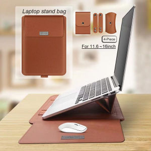 5 in 1 Laptop Stand Bag/Pouch Leather Laptop Sleeve Case magnets Waterproof Bag Cover With Holder Function for Laptop notebook matebook xiaomi huawei macbook Air 13.3/11/12/14/15 inch Laptop Bag & iPad case Bracket Cooling Protection