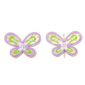 1Pc Hand Drawn Printing Colorful Butterfly Beads Acrylic Loose Beads DIY Fashion Bracelets Necklaces Earrings Accessories Jewellery Materials