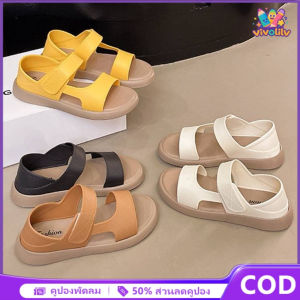 VIVOLILV ⚡️พร้อมส่ง⚡️ รองเท้าแตะของผู้หญิงด้านล่างนุ่มรอบนิ้วเท้ารองเท้าโรมันรองเท้าแตะชายหาดนางฟ้าสไตล์หญิงตั้งครรภ์รอบนิ้วเท้ารองเท้าแตะแบน