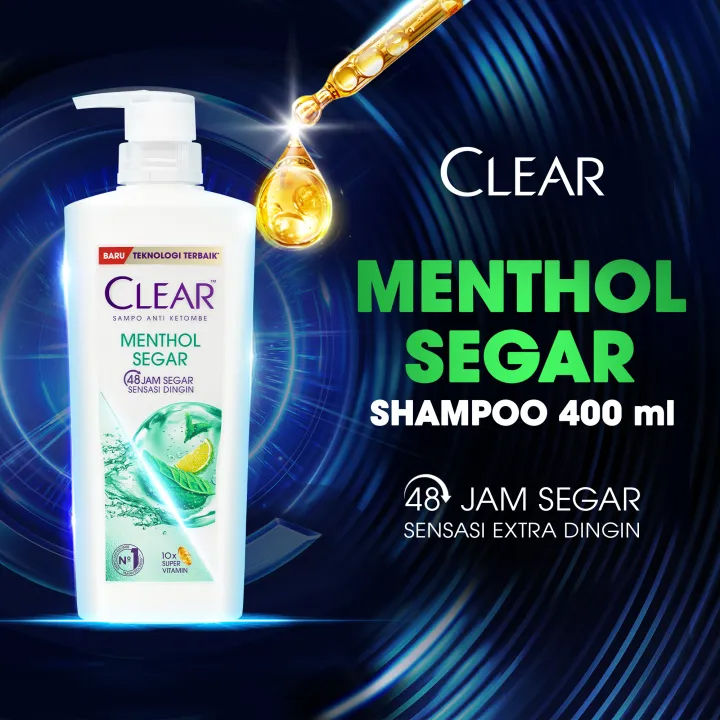 CLEAR Shampoo Anti Dandruff Ice Cool Menthol Shampoo Anti Ketombe Sensasi Dingin Sepanjang Hari 400 ML