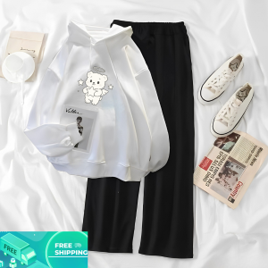 Outfit Cewek Remaja Setelan Hoodie Dan Celana Panjang Bear Angels