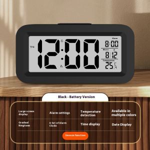 Đồng hồ báo thức điện tử kiểu dáng đẹp màn hình khí hậu trong nhà thiết kế thân thiện người dùng ABS bền và kính lý tưởng cho gia đình & văn phòng hoạt động bằng pin