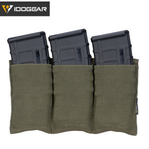 IDOGEAR Tactical 5.56 Magazine Pouch Fast Draw MOLLE Mag Pouch Carrier Triple Open Top Pouch 3555