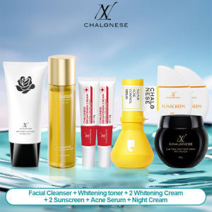 CHALONESE Paket Skincare BPOM 9 in 1 + 8 IN 1Paket Glowing BPOM Paket Skincare Cream Whitening Moisturizer Sunscreen SPF50+++ Facial Wash Skin Care Wajah COD