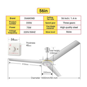 Ceiling Fan Heavy Duty Large Airflow Ceiling Fan Inverter Electric Fan 3 Metal Blade Ceiling Fan Industrial Ceiling Fan Energy Saving For Bedroom Living Room Office factory
