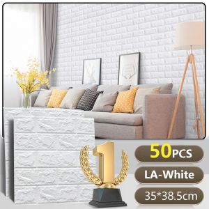 50pcs BIG SALE 35x38CM 3D wallpaper foam self-adhesive brick waterproof anti-collision wall sticker