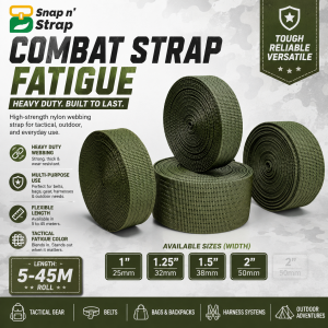 Heavy-Duty Nylon Webbing Combat Fatigue Strap 5M Roll | Military-Grade Durable Wear-Resistant Strap | 25mm 32mm 38mm 50mm | Bag Strap Backpack Repair Luggage Tactical Gear Furniture DIY Sewing