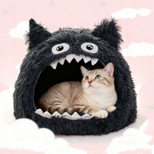 Hypet รังแมวตุ๊กตา อบอุ่นในฤดูหนาว กึ่งปิด หนา ไม่ยุบ กลมป้องกันความเย็น และปลอดภัย รังสัตว์เลี้ยงใหม่ S/M/L