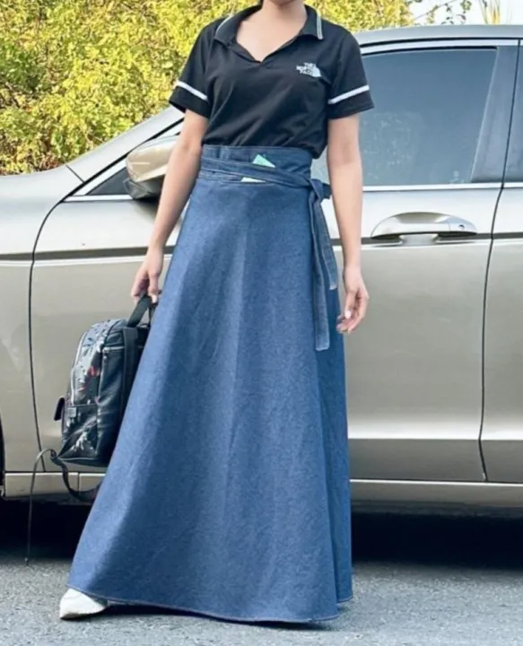 váy chống nắng jean xòe cột dây+ dán hợp thời trang chống tia UV tốt ...