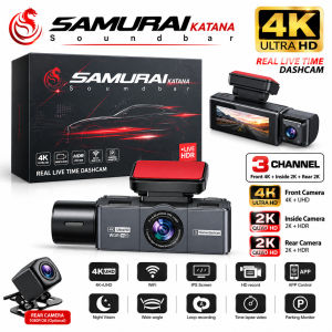 SAMURAI KATANA 3 CHANNEL DASHCAM DVR 4K + 2K + 2K Recording IPS APP Control WiFi Parking Monitor