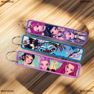 [COD] WEICHENG Demon Cosplay Mira Rumi Zoey Embroidery Keychain Double Sided Pattern Backpack Pendant Key Tag Chain Key Ring Surprise Gift