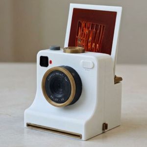 DANGSTORA Replaceable Cards 3D Printed Latte Camera Funny Vintage Look DIY Latte Art Camera Tool Portable One Touch Press Coffee Powder Print Camera Home Coffee Bar