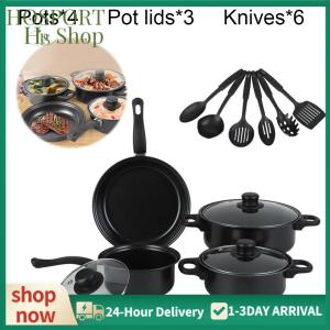 【HPS】 12-Piece Non-Stick Cookware Set Cooking Pot with Lid Cooking Pot Set Stackable Pot Set for All Types of Cooker