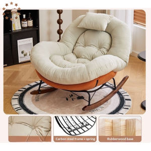 Buttercream-Style Living Room Rocking Chair Home Balcony Lounge Chair Luxury-Style Bedroom Single Recliner Sofa Chair