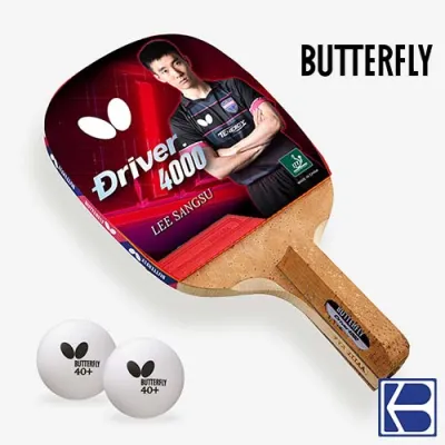 Butterfly | Driver 4000 | Table Tennis | Pre-Assembled Japanese Penhold Bat with 2 40+ Balls | SG Distributor