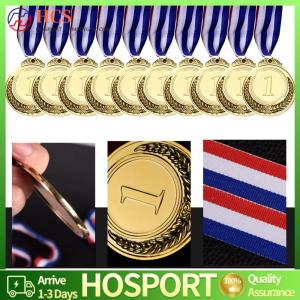 【HCS】เหรียญรางวัลเงิน 10 ชิ้นเหรียญรางวัลโลหะผสม Zinc Alloy Bronze Award พร้อมรางวัลการแข่งขัน Ribbon Neck Ribbon สำหรับเกมในห้องเรียน