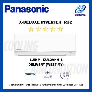 Panasonic 1.5HP X-Deluxe Inverter R32 Air Conditioner (KU12AKH-1) Aircond