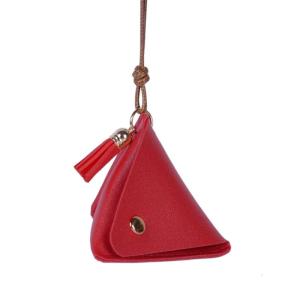 Triangle Zongzi Shape Purse Key Bag Soft Pocket Portable PU Leather Purse Small Change Wallet Headphone Bag
