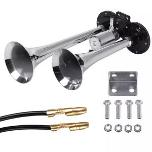 ⚡จัดส่งจากประเทศไทย⚡600 DB 12V Silver Car Horn Super Loud Dual แตรรถ Air Horn รถบรรทุกเรือรถไฟลำโพงสำหรับ auto เสียงสัญญาณ Hooter