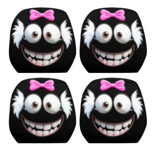 ที่ปิดที่พิงศีรษะยานพาหนะรูปตัวการ์ตูนตลกโบว์เล็มตกแต่งผ้าแข็งอุปกรณ์เสริมรถยนต์เพื่อนในครอบครัว