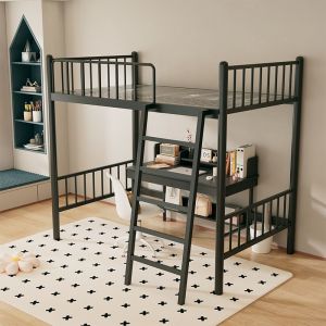 AUREO Stainless Steel Bunk Bed Loft Double Deck Single Bed Upper Bed Lower Desk Loft Bed Frame