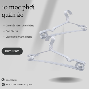 10 móc phơi quần áo lớn set 10 móc phơi đồ