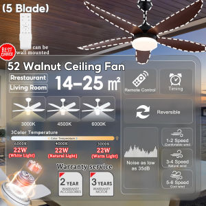 DC Ceiling Fan Light | Ultra-Quiet | 5 Blades  | 3-Tone LED Light | SG Installation | 46"/52"