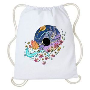 Totebag Tas Serut Astronot Lucu Aesthetic Kanvas Goodie Bag Souvenir Ulang Tahun Anak Cewek Cowok