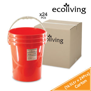 ECO LIVING CARTON DEAL 24Pcs/Pack 13.5/16.5Ltr Round Water Pail Tong W/HandleAir BaldiMop BucketECO-174-24ECO-175-24