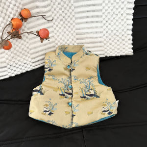 Chinese-style childrens vest 2025 Spring Autumn and Winter Boys Traditional Chinese Style Retro Jacquard Vest Tang Suit