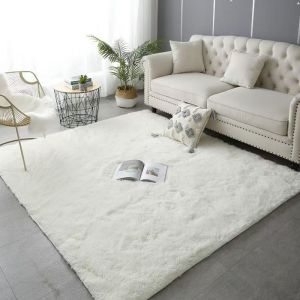Nicole [Custom Size] 200X300CM Large Size White Plush Carpet Thickened Super Soft Fluffy Rug Non-slip Floor Mat Carpet for Living Room Bedroom Balcony  Bedroom and living room floor carpet
