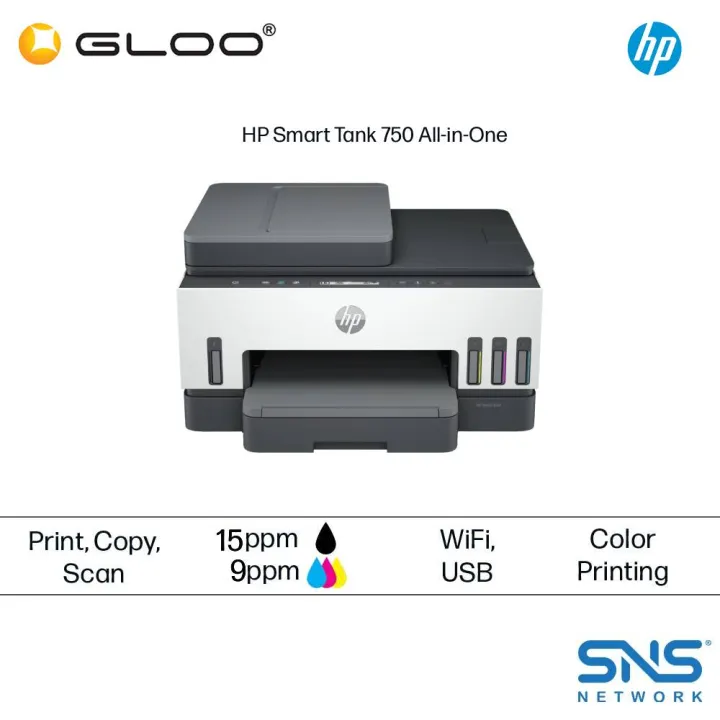 HP Smart Tank 750 All-in-One Printer 6UU47A (Print | Scan | Copy | Auto Duplex | Automatic Document Feeder | Wireless | Compatible with both Mac & Windows)