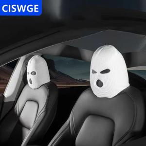 [COD] CISWGE AUTOPARTS 1 chiếc bọc ghế xe hơi đeo mặt nạ mũ dệt kim mũ trùm đầu Halloween Trang trí phụ kiện cảnh báo chống trộm xe hơi