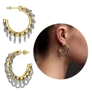 Stylish C shaped Ear Decoration Individualized C Shaped Drop Ear Studs Accessory Delicate Dangle Circle Earrings