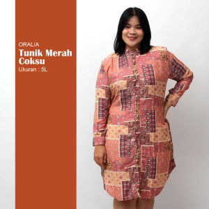 Tunik Rayon Big Size Long Jumbo Merah Coksu