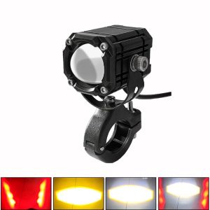 【สวิตช์ฟรี】พ็ค 2ชิ้น 100w ไฟโปรเจคเตอร์ ไฟหน้ารถยนต์ LED ไฟสปอร์ตไลท์มอเตอร์ไซค์ สว่างมาก 3 สเต็ป (สีขาว+สีเหลือง+สีแดง) DC12V-24V ไฟสปอร์ตไลท์