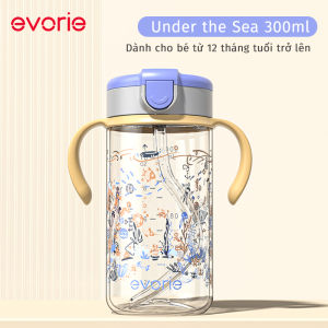 Evorie Tritan Bình nước Ống hút mềm Chống đầy hơi Không BPA Di động và chống rơi Niêm phong và chống nước bình nước trẻ em 300ml Trẻ em 1-3 tuổi