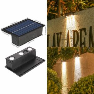 【Free Shipping】Solar Fence Light Outdoor Waterproof Automatic Sensor Wall Lamp for home Courtyard Gate village Street garden villa decoration 太阳能户外壁灯