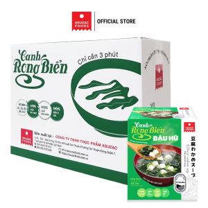 Thùng 12 hộp Canh rong biển Asuzac đủ vị - (Đậu hũ - Miso - Hến - Bò- Tôm) (12 hộp x 35g - 40g)