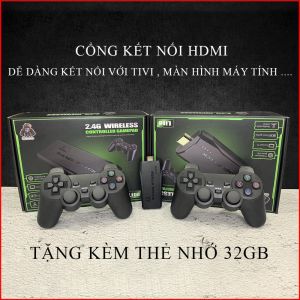 Máy chơi game cầm tay tích hợp 3500 trò chơi kết nối HDMI cùng tay cầm không dây cho trải nghiệm hình ảnh và âm thanh sống động. Bảo hành 2 năm