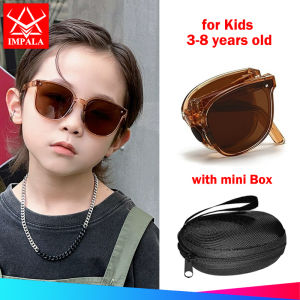 IMPALA QT1033X แว่นตากันแดดพับเก็บได้เด็กพร้อมกล่องขนาดเล็กสำหรับ3-8ปีแว่นตากันแดดเด็ก100% UV400เลนส์แว่นตาการป้องกันการสะท้อน