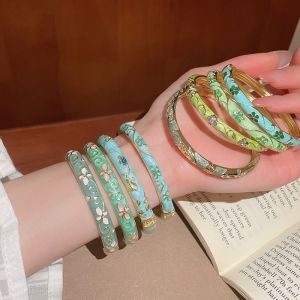GENENIC Truyền thống Vòng tay Cloisonne cổ điển Trung Quốc Men Vòng tay nữ Đồ thủ công mỹ nghệ Mở cổ tay áo Vòng tay hoa Phụ nữ