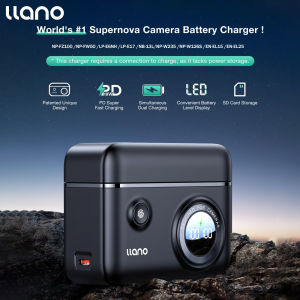Llano Camera Charger Dual Slot Digital Display with SD Card Storage Function For NP-FZ100 NP-FW50 LP-E17 LP-E6NH NP-W235 NP-W126S HERO12/11/13 Action5Pro Camera battery Charger