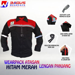 Wearpack Atasan Werpak Kerja Baju Kerja Pria Lengan Panjang - Hitam Merah