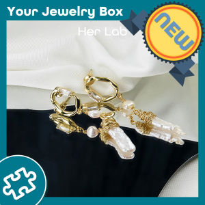 Her Lab Jewelry | Natural Barot pearl ladies pendant Fashionable special-shaped pearl retro original design earrings 18K real gold plated high-end earrings