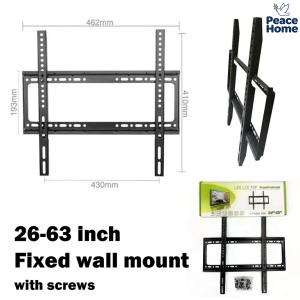Universal Fixed TV Wall Mount Bracket Heavy Duty Cold Rolled Steel TV Holder for 14-63 Inch Monitor with Level Tool & Complete Hardware Screws