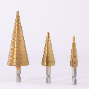 Step Drill ดอกสว่าน ทรงเจดีย์ เคลือบไททาเนี่ยม ขยายรู 4-32mm 3ชิ้น/ชุด